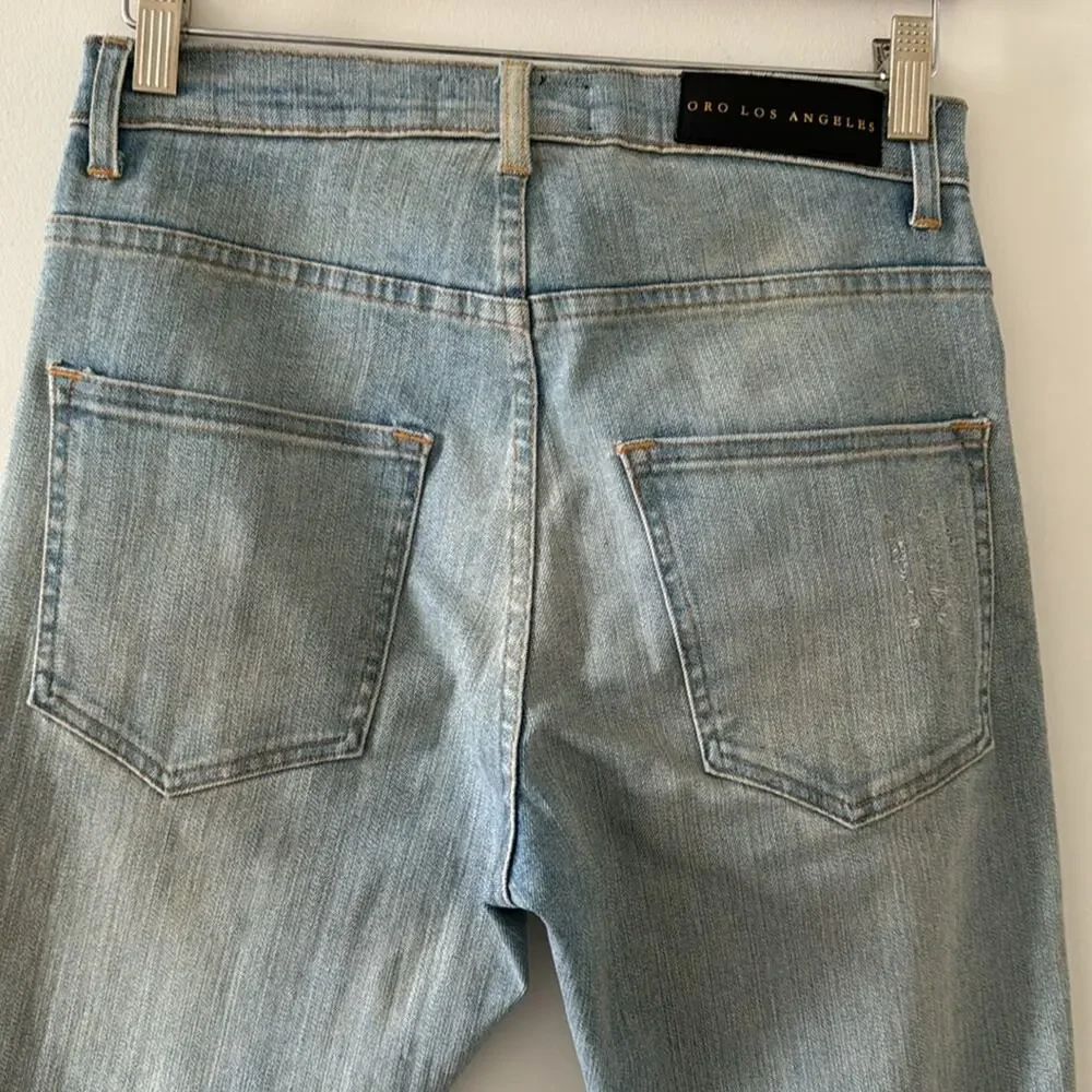 Oro Los Angeles Mecanico Skinny Jeans Distressed Zip Hem Men’s 28x32